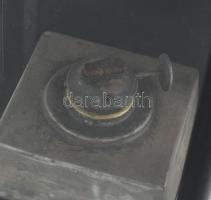 Régi vasutas lámpa. Fém, üveg, fekete zománcfestéssel, m: 35 cm