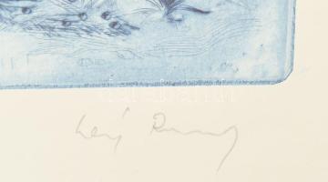 Láng Rudolf (1904-1991): Pávák. Színes rézkarc, papír. Jelzett, számozott (91/100). Üvegezett, kissé...