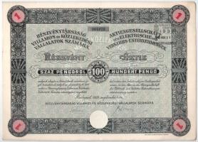 Budapest 1929. "Részvénytársaság Villamos és Közlekedési Vállalatok Számára" részvénye 100...