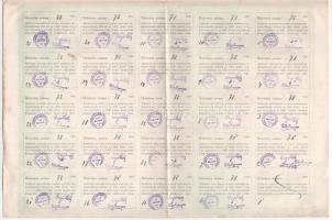 Tata 1918. Tatai Járási Központi Szeszfőző Szövetkezet üzletrésze 100K-ról, szelvényekkel (3x) T:II-...