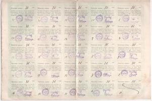 Tata 1918. Tatai Járási Központi Szeszfőző Szövetkezet üzletrésze 100K-ról, szelvényekkel (3x) T:II-...