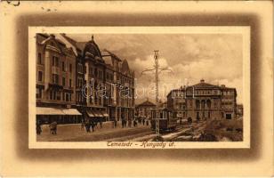 1915 Temesvár, Timisoara; Hunyadi út, villamos, színház / street view, tram, theatre (fl)