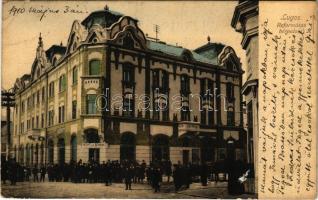 1910 Lugos, Lugoj; Református bérpalota, Recht és Schwarz üzlete. Nemes Kálmán kiadása / tenement palace, shop (EK)
