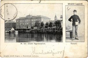Lugos, Lugoj; M. kir. állami főgimnázium, tanuló. Auspitz Adolf kiadása / grammar school, student (kopott sarkak / worn corners)