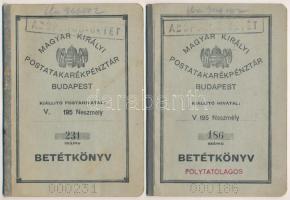 1939-1940. 2 darab A Magyar Királyi Postatakarékpénztár betétkönyv, kitöltve, perforációval, használt de jó állapotban
