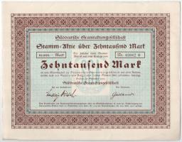 Passau, 1923. "Dél-német Gránit Részvénytársaság" 10.000M-ról szóló részvénye (4x), ebből ...