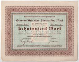 Passau, 1923. "Dél-német Gránit Részvénytársaság" 10.000M-ról szóló részvénye (4x), ebből ...