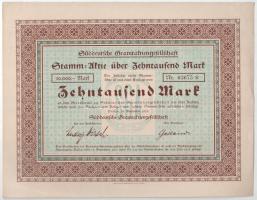 Passau, 1923. "Dél-német Gránit Részvénytársaság" 10.000M-ról szóló részvénye (4x), ebből ...