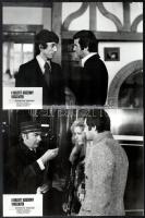 cca 1972 ,,A halott asszony visszatér című francia bűnügyi film jelenetei és szereplői, 9 db vintage produkciós filmfotó, ezüst zselatinos fotópapíron, a használatból eredő (esetleges) kisebb hibákkal, 18x24 cm