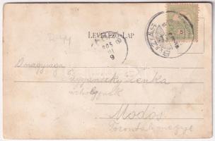 1905 Buziás, Tűzoltó torony, Rózsa udvar. Nosek Gusztáv kiadása / firefighter tower, vulla. Art Nouv...