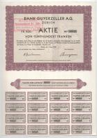 Svájc / Zürich 1930. "Guyerzeller Bank" 500Fr-ról szóló részvénye szelvényekkel, pecsételé...