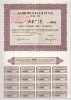 Svájc / Zürich 1930. "Guyerzeller Bank" 500Fr-ról szóló részvénye szelvényekkel, pecsételé...