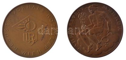 Ausztria 1949. "Vasárnapok és nemzeti ünnepek / Jahresregent Merkur" kétoldalas bronz naptárérem eredeti bőrtokban. Szign.: Hofmann (40mm) + 1951. "Vasárnapok és nemzeti ünnepek / Degussa Vormals Roessler - Wien" kétoldalas bronz naptárérem eredeti bőrtokban "Münze Wien" gyártói jelzéssel T:1- Austria 1949. "Sundays and national holidays / Jahresregent Merkur" two-sided bronze calendar medal in original leather case. Sign.: Hofmann (40mm) + 1951. "Sundays and national holidays / Degussa Vormals Roessler - Wien" two-sided bronze calendar medal in original leather case with "Münze Wien" maker's mark C:AU