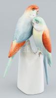 Hollóházi papagájok, kézzel festett porcelán, jelzett, hibátlan, m: 18 cm