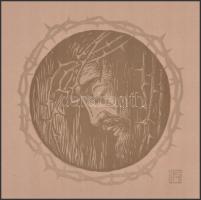 Helbing Ferenc (1870-1958): Krisztus, linómetszet, papír, paszpartuban, 20×19 cm