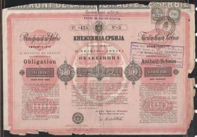 4 darabos külföldi részvény tétel berakókban, közte "Caisse Commune des Porteur" ,"7-...