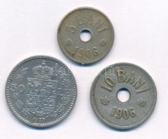Románia 1906. 5b + 10b + 1937. 50L T:2- ph, ü.
Romania 1906. 5 Bani + 10 Bani + 1937. 50 Lei C:VF e...