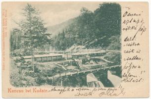 1898 (Vorläufer) Kudzsir, Kudsir, Cugir; Kancsu duzzasztó, gát. Bilder aus den transsylvanischen Alpen No. 1. H. Graef 3110. / dam (EB)