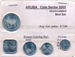 Aruba 2005. 5c-1Fl Ni Beatrix (5xklf) forgalmi összeállítás T:1,1- Aruba 2005. 5 Cent - 1 Florin Ni Beatrix (5xdiff) coin set C:UNC,AU