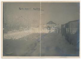 1916 Lugos, Lugoj; utca télen. Kinyitható fotó / street in winter. folding photo (fa)