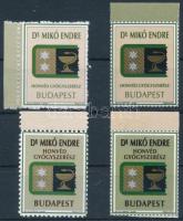 2010 Dr Mikó Endre honvéd gyógyszerész 4 db levélzáró bélyeg