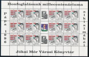 2000 Honfoglalásunk millecentenáriuma alkalmából Jókai Mór Városi Könyvtár 27 db-os levélzáró ív