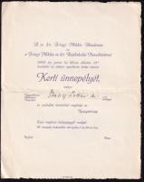 1929 Zrínyi Miklós Katonai Akadémia meghívója kerti ünnepségre