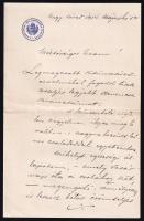 1914 A nagyváradi ügyészség vezetőjének (Baróthy Pál) saját kézzel írt fejléces levele