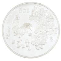 Kína 1993. "A kakas éve" kétoldalas, ezüstözött fém érem kapszulában (70mm) T:1- (PP) pati...