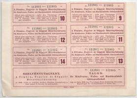Budapest 1942. "Fémáru-, Fegyver- és Gépgyár Részvénytársaság" öt részvénye egyben, egyenk...