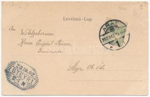 1902 Arad, Városháza. Szecessziós magyar zászlós litho keret / town hall. Art Nouveau litho frame wi...