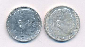 Német Harmadik Birodalom 1936A 5M Ag "Hindenburg" (2x) T:1-,2 German Third Reich 1936A 5 Mark Ag "Hindenburg" (2x) C:AU,XF Krause KM#86