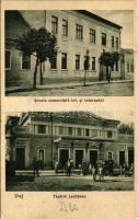 1940 Dés, Dej; Scoala comerciala inf. si internatul, Teatrul Judetean / Kereskedelmi iskola és internátus, Színház / boarding school, theatre + &quot;1940 Dés visszatért&quot; So. Stpl.