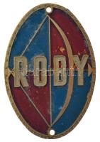 DN "Roby" kerékpár vázra szerelhető festett Al jelvény (38x56mm) T:2,2- kopott festés ND "Roby" painted Al badge that can be mounted on a bicycle frame (38x56mm) C:XF,VF worn painting