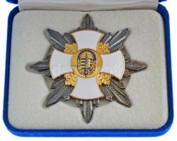 ~2000. 1956 - Vitézi Rend Babérágas Ezüstcsillaga ezüstözött, aranyozott, rátétes, zománcos kitüntetés 190 sorszámmal, eredeti tokban (71mmx71mm) T:1