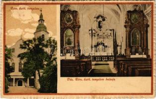 1916 Dés, Dej; Római katolikus templom, belső. Gálócsi Samu kiadása / Catholic church, interior (kis szakadás / small tear)