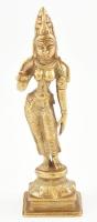 Hindu istennő, réz, kopásokkal, m: 16 cm