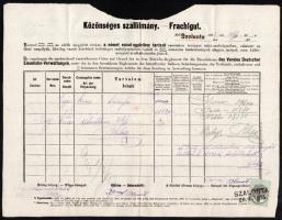 1874 Hódmezővársárhely - Szalonta vasúti fuvarlevél