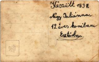 1937 Esztár, 12 éves diákok kirándulása. photo (fl)