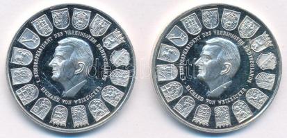Németország 1990. Richard von Weizsäcker / Egység, jog és szabadság - Németország, egyesített haza ezüstözött fém emlékérem (2x) (32mm) T:1- (PP) Germany 1990. Richard von Weizsäcker / Einigkeit und Recht und Freiheit - Deutschland einig Vaterland silver plated metal commemorative coin (2x) (32mm) C:AU (PP)
