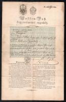 1859 Fegyvertartási engedély. Szeged / Gun licence