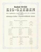 1867 Szabad királyi Kis-Szeben városának vezető politikusai, városvezetői, nagy méretű hirdetmény plakát 40x50 cm