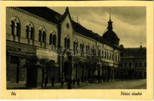 Dés, Dej; Fő tér, Szigyártó üzlete / main square, shops (vágott / cut)