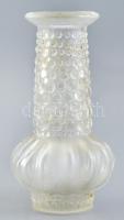 Design üveg váza, kopásokkal, m: 17 cm
