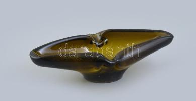 Retró üveg hamutál, hibátlan, h: 17 cm