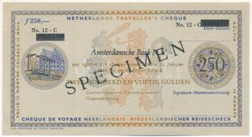 Hollandia / Amszterdam DN "Amszterdami Bank Utazási Csekk" 250G-ről, "MINTA" felülbélyegzéssel, kitöltetlen T:1- gemkapocs nyom Netherlands / Amsterdam ND "Amsterdamsche Bank" traveller's checque of 250 Gulden with "SPECIMEN overprint, unfilled C:AU clips sign