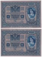 Ausztria 1920. (1902) 1000K "1638 43957-1638 43958" sorszámkövető (2x) függőleges piros &q...