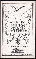 1929 Kézzel rajzolt emléklap, hátoldalán az 1.sz. B.K.I. E. cserkészcsapat bélyegzőjével