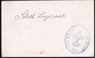 1929 Kézzel rajzolt emléklap, hátoldalán az 1.sz. B.K.I. E. cserkészcsapat bélyegzőjével