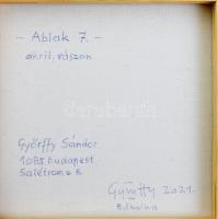 Győrffy Sándor (1951-): Ablak 7., 2021. Akril, vászon, jelzett a hátoldalán. 20×20 cm / Sándor Győrf...